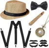 PESENAR 1920S GATSBY Party Play-Playing Suit Vintage Party Top Hat Pocket Regarder Fake Cigar Sous-cigare Costume de barbe 240430