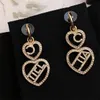 2024 Cclies Stud Hoop Boucles d'oreilles Pearl Diamond Drop Gold Cring Designer For Woman Fashion Not Fade Widding Femmes Chanells Oreilles 126