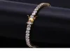 Mensarmband Iced Out Diamond Tennis Chain Armband Hip Hop smycken Koppar Material Guld Silver Rose Color Box Clas CZ Bangle L8569618
