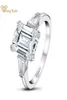Wong Rain 925 Sterling Silver Emerald Cut Créé Moisanite Gemstone Engagement Mariage Diamonds Ring Fine Bijoux Whole3668528