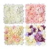 Dekorativa blommor 38cmx38cm Artificial Flower Wall Panel Romantisk Silk Rose Floral Screen Hortangea Bakgrund för bröllopsfestdekor