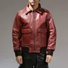 Veste en cuir rouge marron pour hommes vestes de moto