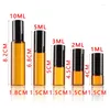 Speicherflaschen 5pcs ätherische Ölrolle 1/2/3/5/10 ml Bernsteinglaskugeln Fläschchen Rollen auf Behälter für Parfüm