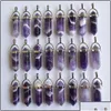 Charms charms rand Amethyst pelare naturlig sten chakra helande pendum hexagonalt prisma pendell diy halsband öron carshop2006 dhia5 dr dhufj