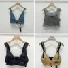 Shiny Rhinestone T Shirts Women Denim Sling Vest Sexy Cropped Top Party Tank Tops V Neck T-Shirt Bra Designer Fashion Clothing 444444