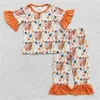 Kleding sets groothandel babymeisjes korte mouwen westelijke peuter set koe bloemen shirts tee baby kids cactus broek pyjama's kinderen outfit