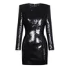 418 XL 2024 Milan Runway Dress Spring Summer Long Sleeve Black White Sequins Sexiga klänningar Kvinnklänning Fashion High Quality Mansha