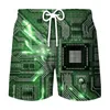 Pantalons graphiques du circuit carton des courts métrages pour hommes Summer Hawaii Beach 3d Printing électronique Chip de maillot de bain Cool Gym Swim Swim