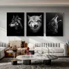 Zwart -wit wolf aap dieren canvas poster muur kunst print schilderij noordse stijl decoratief beeld moderne thuiskamer decor niet ingelijst