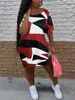 Robes décontractées de base lw plus taille couched cou coloré bloc d'épissage robe d'été colorée mini-robe femme t-shirt décontracté robe y240429