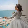 2024 Wunderschöne Perlen Perlen Hochzeitskleid Afrikanische Brautkleid Langarme Spitzen Applikationen Tüll Brautkleider Vestidos de Novias Custom Made gemacht