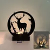 Candle Holders Creative Instagram Style Metal Black Iron Elk Ornamenten Candlestick Home Kerst Lumineuze decoratieve ambachten houder