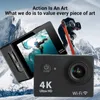 2.0 Action Camera Ultra HD 4K 30FPS WiFi Underwater Cameras Waterproof Helmet Bicycle Video Recording Cameras Outdoor Sport Cam 240430