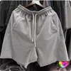 Shorts maschile 2024 Polyline grigio scuro in bianco cucire uomini donne tasche di materiale spessa tasche di design integrato a metà pantaloni