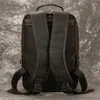 Backpack Men's Crazy Horse Leather 15,6 "ordinateur portable Cow Pack de grande capacité Voyage masculin avec câble USB