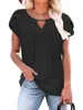 Damen T -Shirts Frauen lässt sich lässiger eleganter kleiner Blütenschlaumchen vorne Key Hole Scoop Halsbluse ausschneiden floraldruck lous Fit Top Out Out Out Out