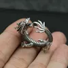 Band Rings Retro dominant personality open super cool Thai dragon ring motorcycle party rock style thumb mens pearl treasure new Q240429