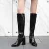 Boots Knee High For Women Sexy Snake Leather 2024 Brand Winter Cowboy Female Luxury Gold Green Heeled Long Party Shoes