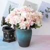 Decoratieve bloemen 6 hoofden Hydrangea Silk Flower Bouquet Faux stengels voor bruiloft centerpieces Home Dining Tafel Kernfeest Diy Decoratie