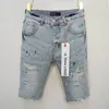 Lila Designer Herren Jeans Shorts Casual Denim Shortpants Street Hip Hop