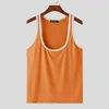 Herren Tanktops Incerun 2024 Amerikanische Männer im amerikanischen Stil kontrastieren Farb Patchwork Großer Freizeit Streetwear Sport U-Neck Westen S-5xl