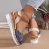 Gladiateur des femmes d'été pour les chaussures de créateur de coin sandales femme talons plus taille sandalias mujer c platem