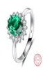 Bijoux de mode étincelante mignonne Ring Pure 100 925 STERLING Silver Emerald CZ Diamond Gemstones Girl039s Femmes Wedding 2722650