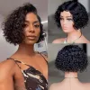 Perruques courtes curly pixie coupées coiffes humaines perruques pour femmes remy cheveux sans glueless bon marché partie la pièce humaine perruque noire naturelle noire en vente