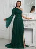 Runway Dresses YISIKADO Giffniseti One Shoulder Split Thigh Sequin Formal Dress evening dress 2024 Y240426