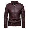 Herrenjacken Faux Leder Jacke Klassische Standkragen Motorradmantel Schlanker Pass