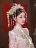 Hair Clips Chinese Wedding Crystal Beaded Phoenix Crown Accessories Luxury Dragon And Dress Traditional Hanfu Bridal Hairwear