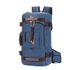 Backpack Large Capacity Canvas Bags For Men Outdoor Travel Converted Crossbody Bag Student Hiking