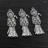 Charmes 5pcs 51x18 mm Antique Silver plaqué Skull Squelette Pendre à la main