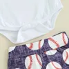 Kledingsets babyjongens eerste verjaardag outfit letters print korte mouw romper met honkbalbroeken en hoed zomerkleding
