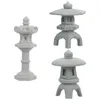 Estatuetas decorativas 3 PCs artesanato mini estátua de lanterna de pagode