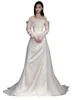 Robe de mariée ivoire simple sirène 2024 hors de l'épaule manches longues en soie satin de fête de fête de mariée balayez les vestidos de trains de novias