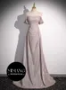 Robe de soirée gris argenté pour femmes Advanced Sense Bateau Robe de soirée française