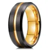 Ряд колец модные мужские 8 -мм черное вольфрамовое обручальное кольцо Голубое золото.