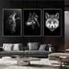 Zwart -wit wolf aap dieren canvas poster muur kunst print schilderij noordse stijl decoratief beeld moderne thuiskamer decor niet ingelijst