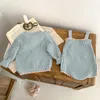 Spring Baby Girls Girls Trithed Clothing Set à manches longues en tricot à manches longues pour enfants en tricot à manches longues Suit 240424