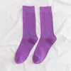 Men's Socks Women Sports Color Stockings R Letter Korean College Style Solid Cotton Ins Tide Fashion High Waist Pile Cool