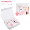 Jade Roller en Gua Sha Set Rose Quartz Face Massager 6 in 1 Roller Gift Box Massager voor Face Beauty Skin Care Tools 240418