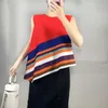 Blouses pour femmes Stripe lâche 2024 Sans manches à volants suspendus portant Han Ban Xian Thin