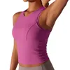 Dwustronna ciasna okładka brzucha okrągła szyja kamizelka sportowa bieganie ubrania jogi fitness długie najlepsze kobiety
