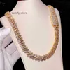 BUSSDOWNown Luxury Mix Cut Chain hiphop Chain 13mm oro oro Baguette certificato rotonde rotonde glinata Moissanite Miami Cuban Collana