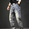 Dżinsy męskie spodnie z kieszeniami dla mężczyzn ładunki proste męskie spodnie kowbojskie grunge y2k 2024 Trend mody dżins 90s streetwear miękki xs