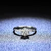 Bandringar Gorgeous PT950 Platinum 1CT Mosilicon Diamond Ring Elegant Female Bride Engagement Wedding Party Promise Syckelgåvor Q240429