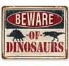 Tenga cuidado con los dinosaurios de metal letrero de metal vintage retro decoración pegatina de pared regalos ideales Q07239712563
