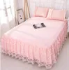 Pink Lace bedding Bed Skirt 13pcs Romantic Princess Bedspread Girls Bed sheet Pillowcase Home Textile Full Queen King Size3818694