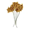装飾的な花7pcs泡グラッター人工バラの装飾金